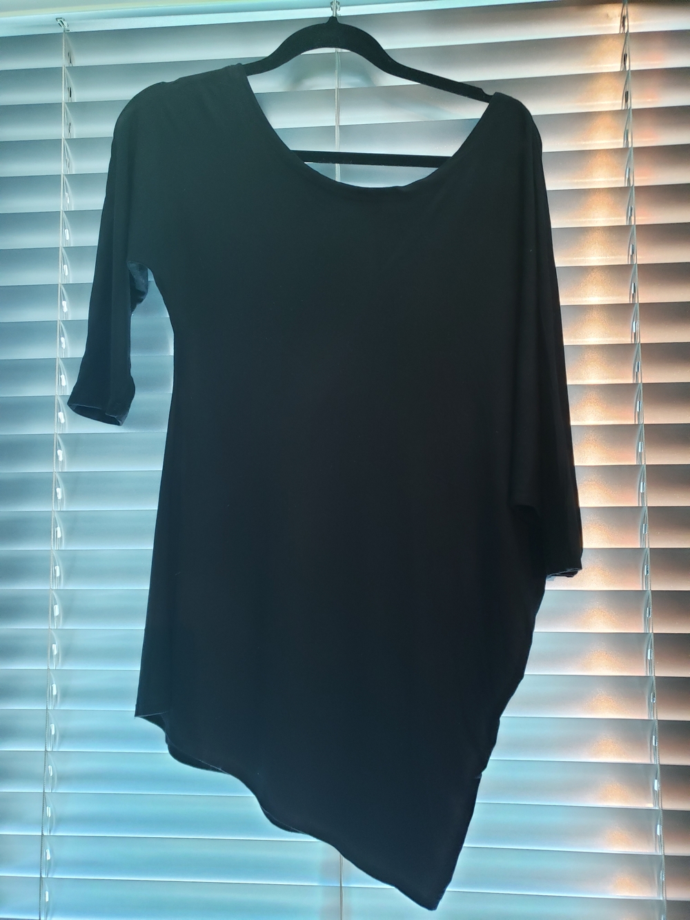 Asymmetrical Black One-Shoulder Tunic Jersey